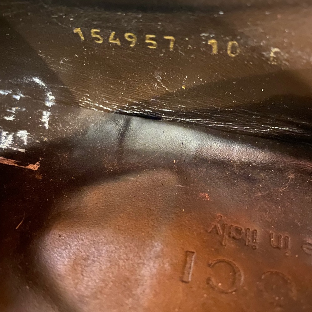 Vintage classic GUCCI Brown Slip-On Loafers with Exotic Texture GUCCI BAG S 10 - Picture 11 of 13